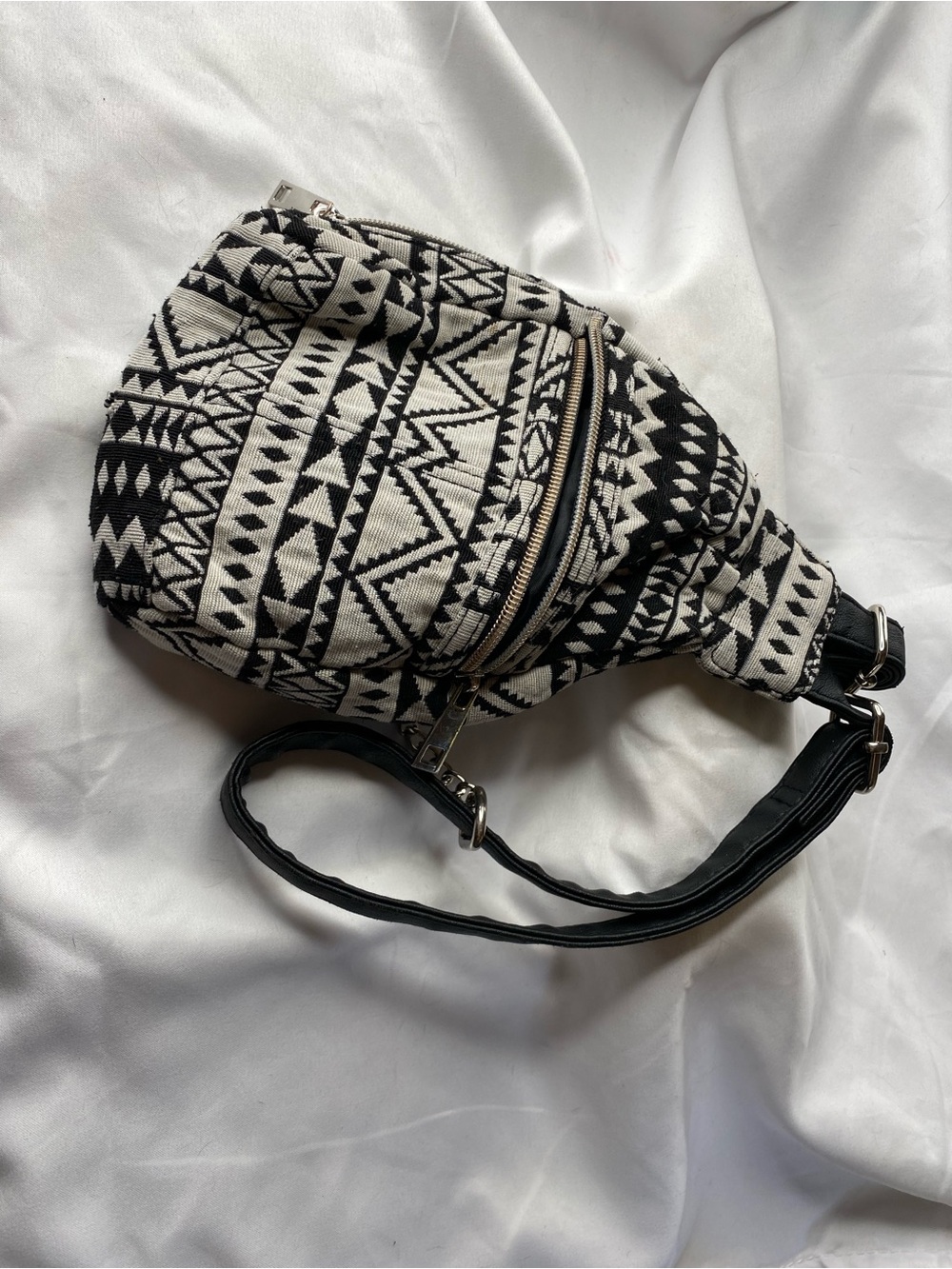 Black & White Geometric Crossbody Bag